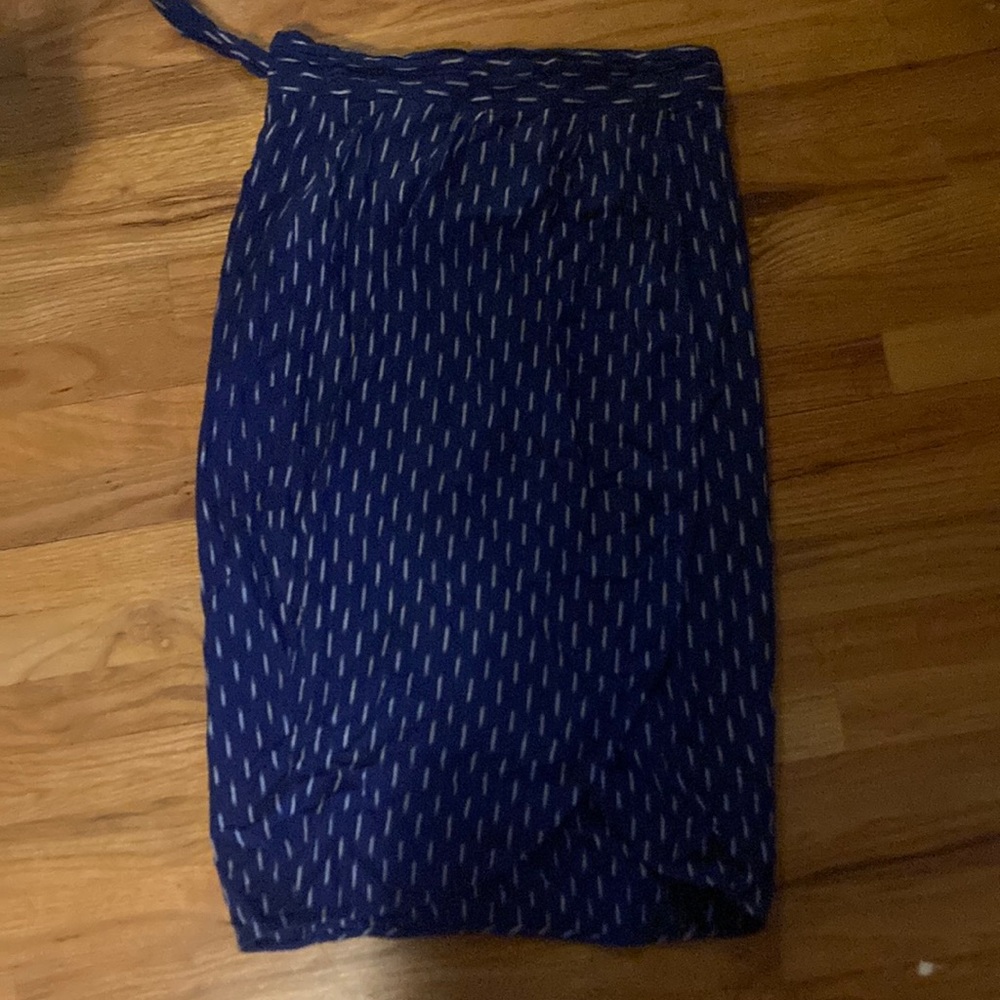Blue Jcrew wrap tulip hem skirt